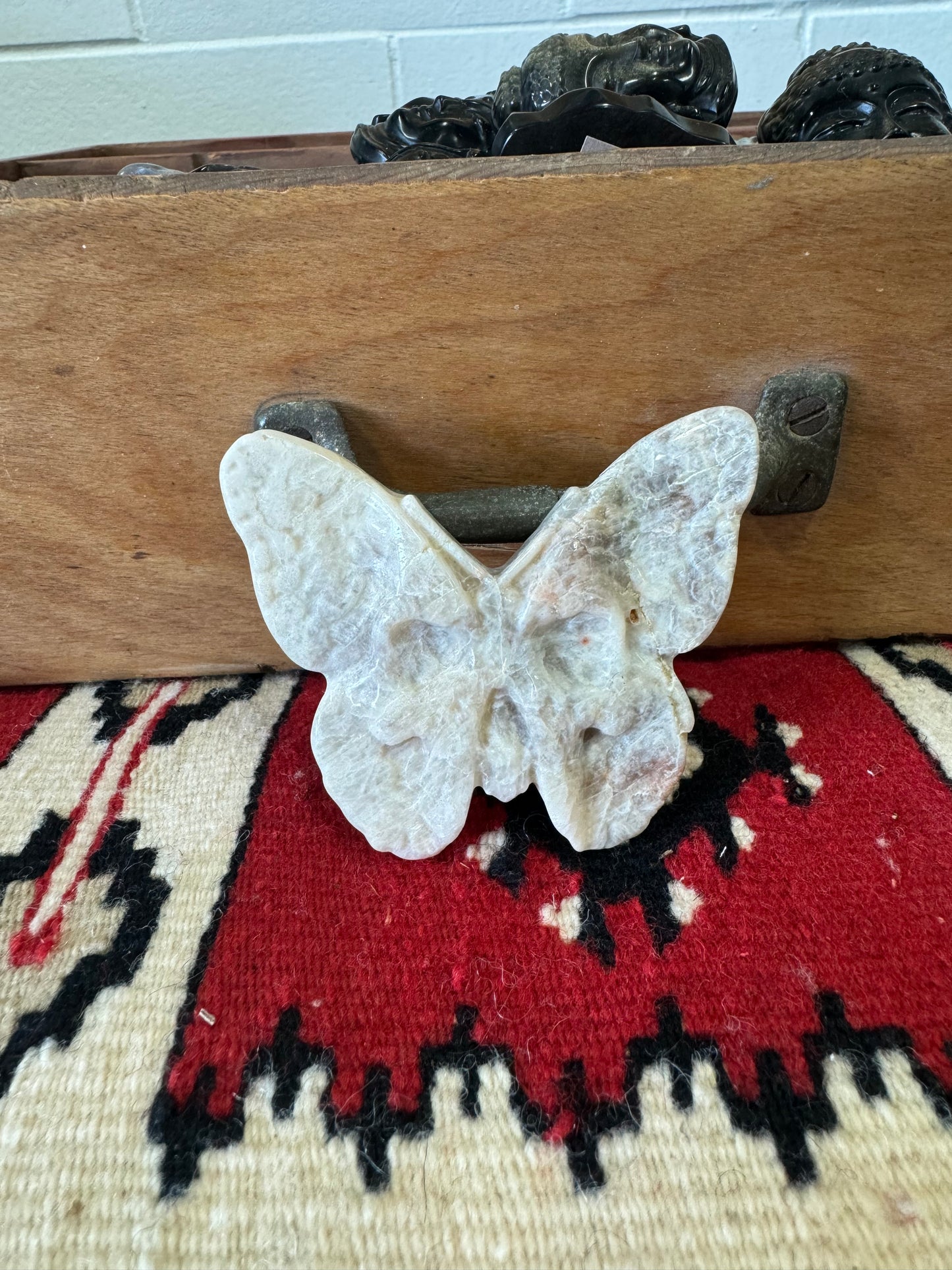 Crystal Carved Skull Butterfly