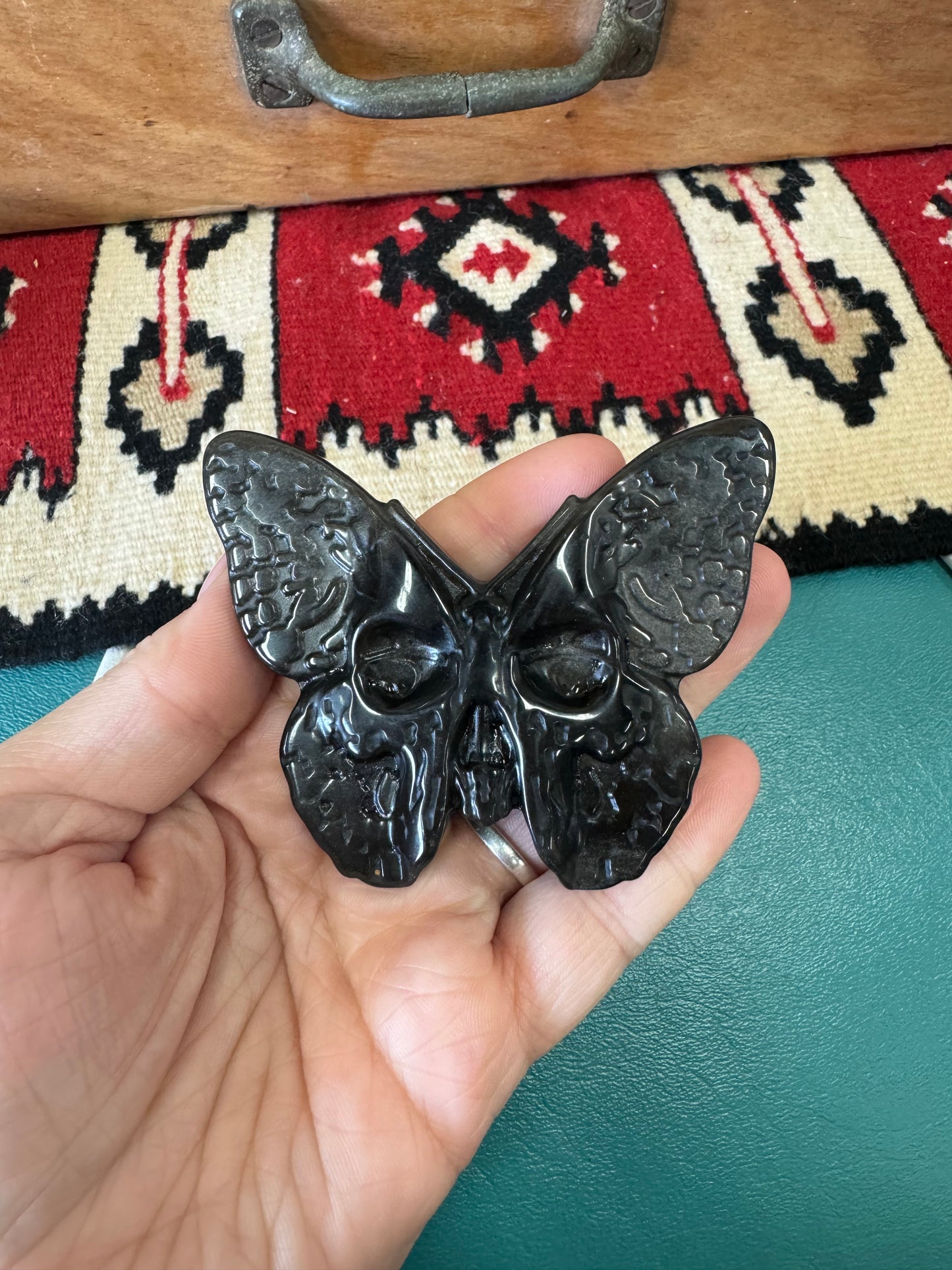 Crystal Carved Skull Butterfly