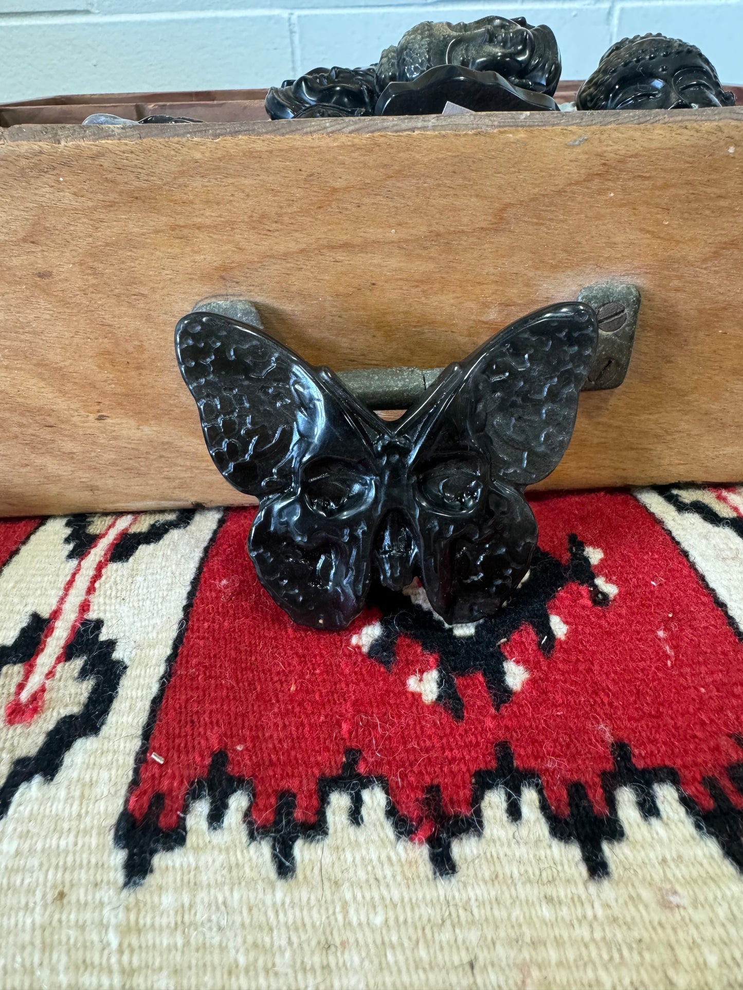 Crystal Carved Skull Butterfly
