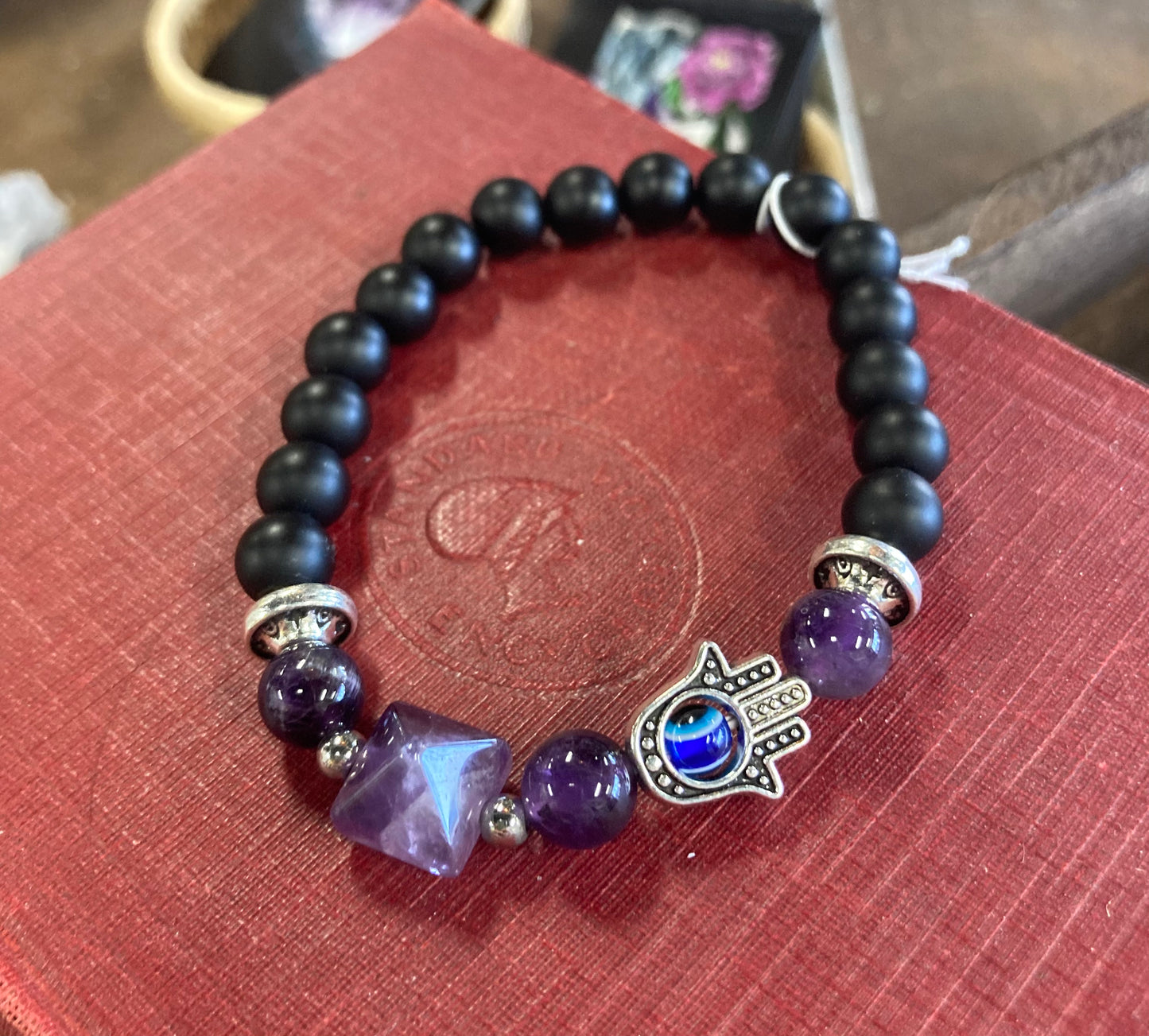 Hand Beaded Crystal and Hamsa Bracelets
