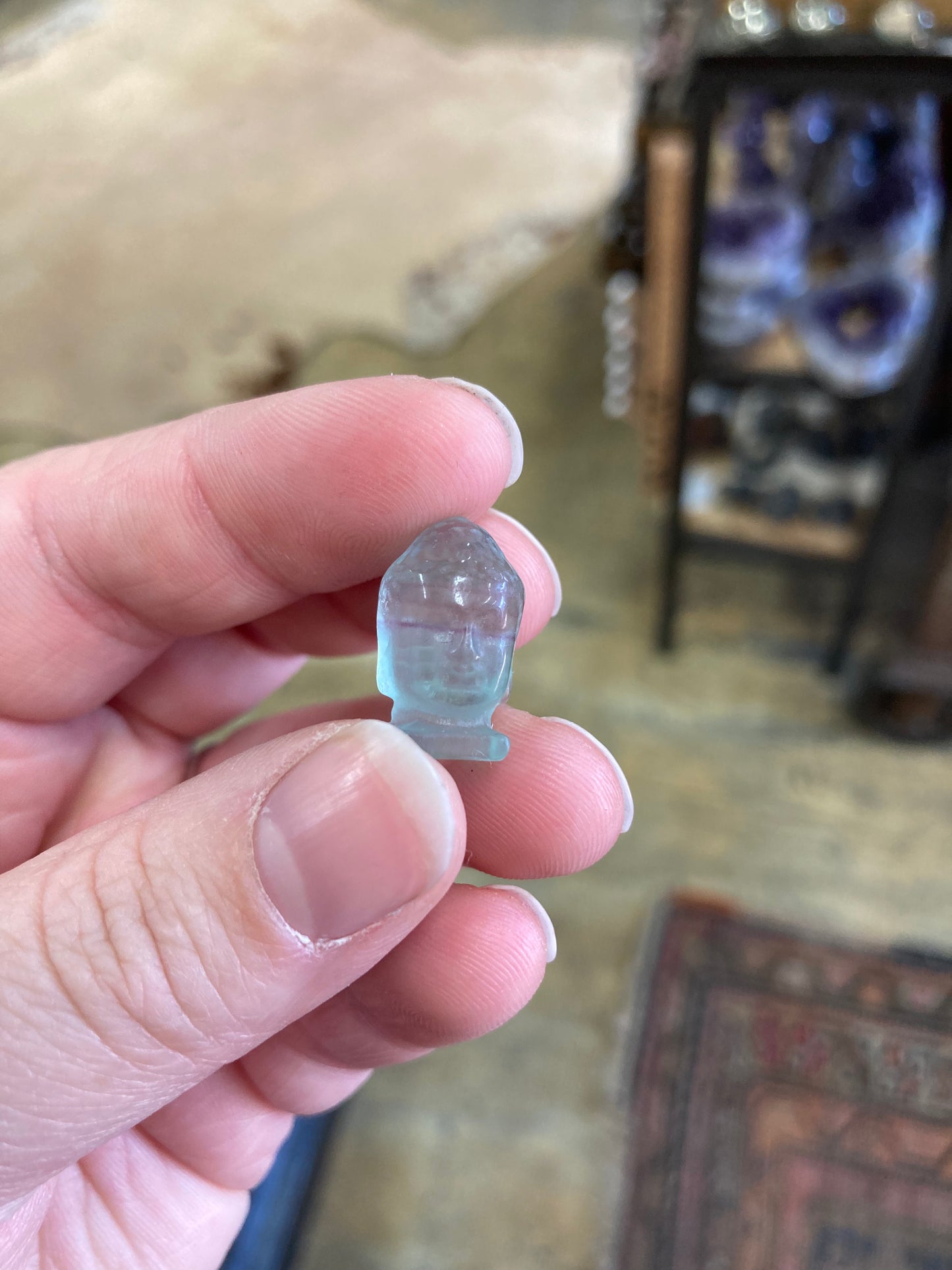Mini Rainbow Fluorite Buddha Head