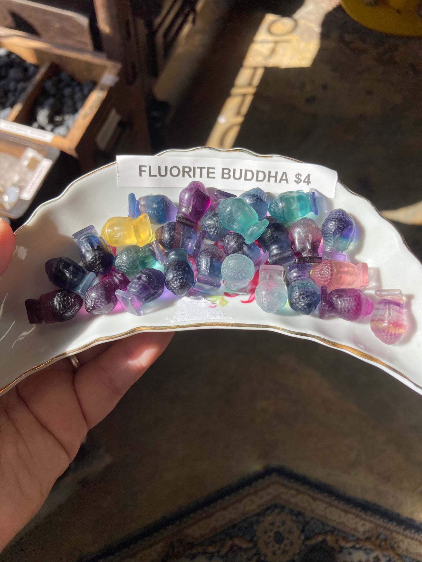 Mini Rainbow Fluorite Buddha Head