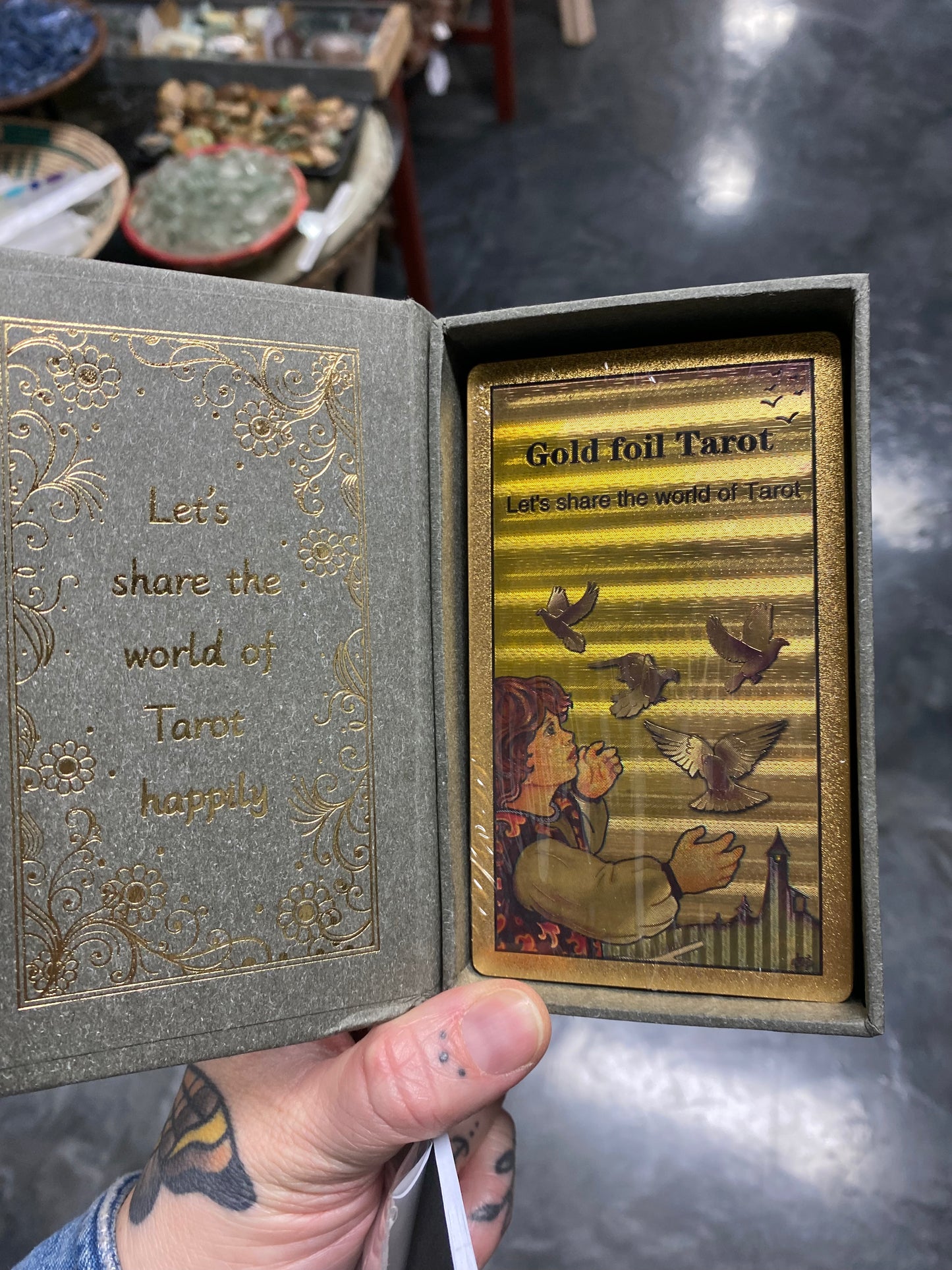 Gold foil tarot cards