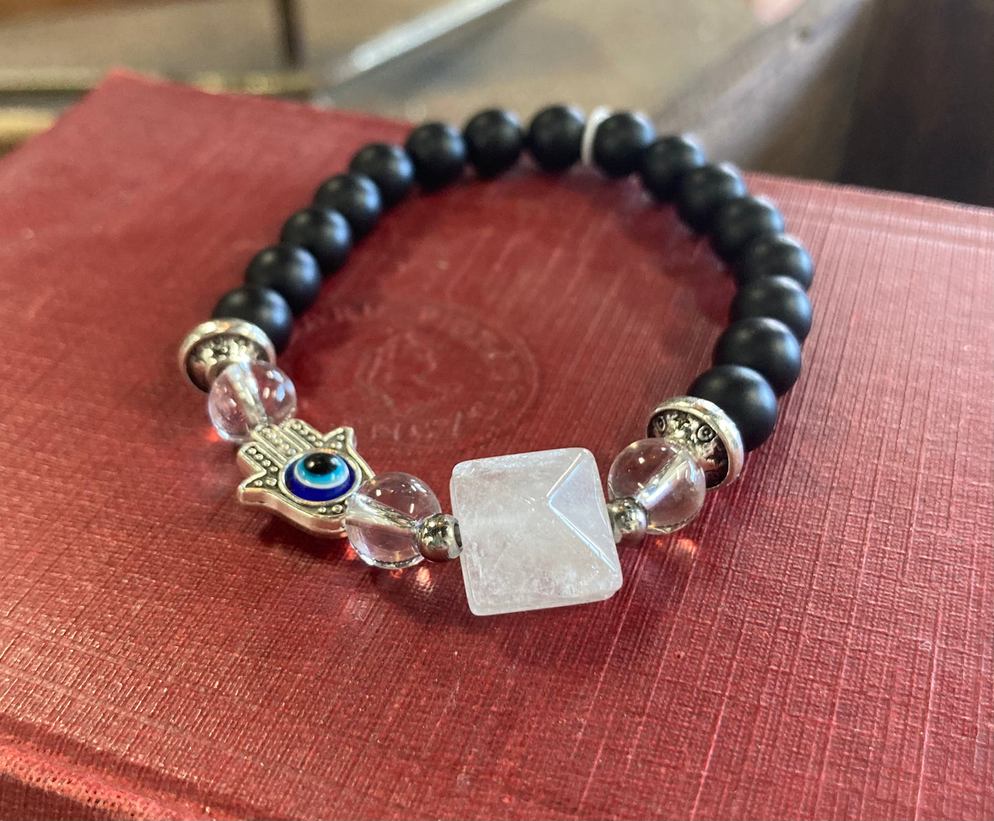 Hand Beaded Crystal and Hamsa Bracelets