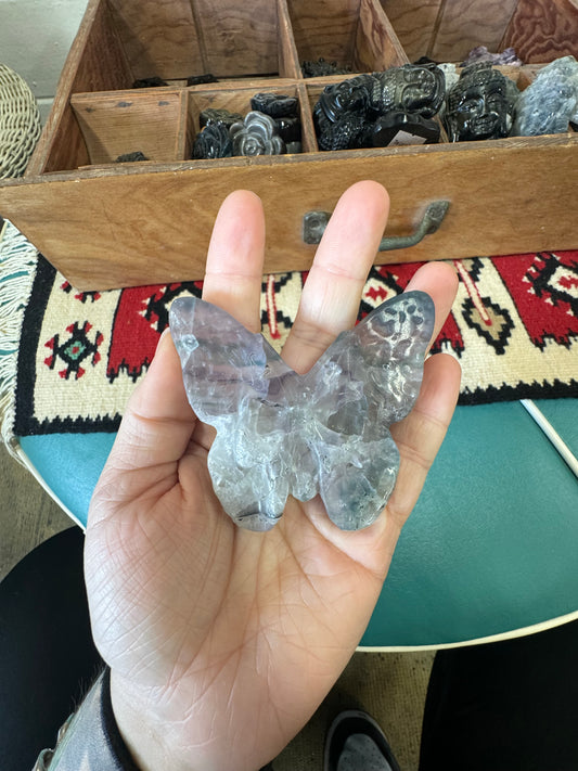 Crystal Carved Skull Butterfly