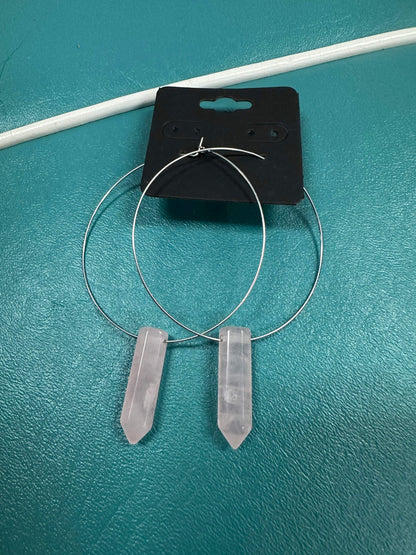 Crystal points on Surgical Steel Hoop Earrings