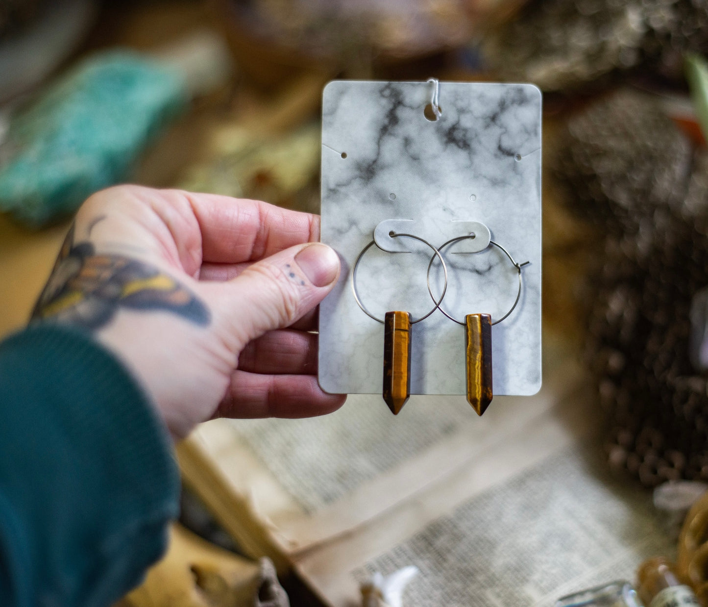 Crystal points on Surgical Steel Hoop Earrings