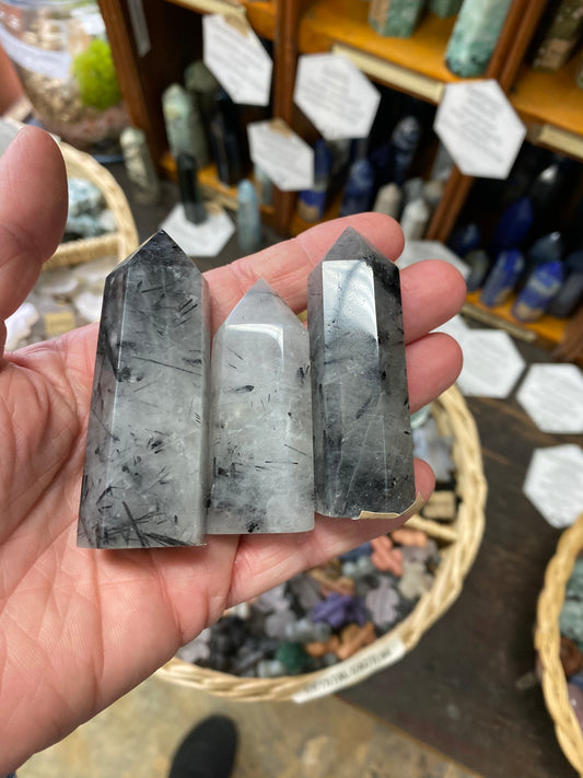 Black Tourmaline in Quartz Tower