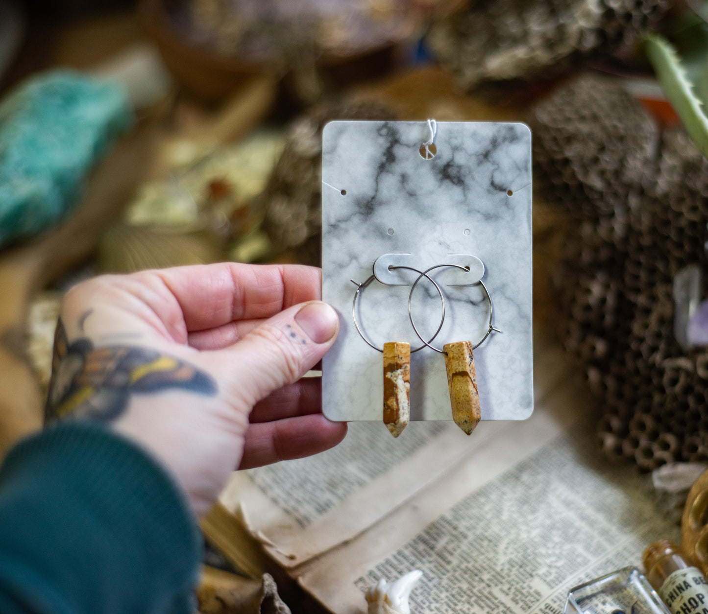 Crystal points on Surgical Steel Hoop Earrings